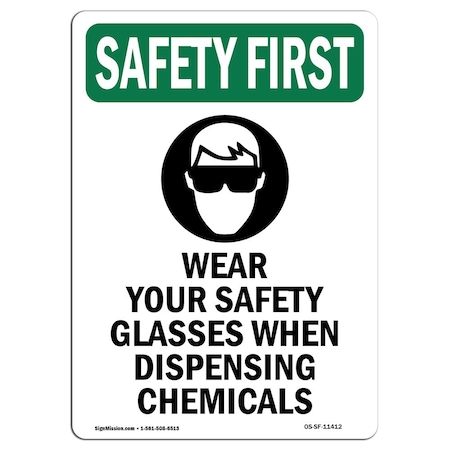 Signmission OSHA Sign, Wear Your Glasses W/ Symbol, 10in X 7in Rigid Plastic, 7" W, 10" H, Portrait OS-SF-P-710-V-11412